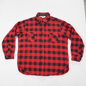 Vintage Woolrich Mackinaw Flannel Shirt Mens Extra Large Red Buffalo Plaid Wool